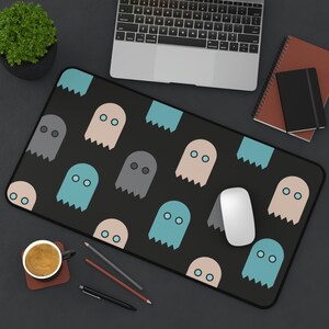 Retro Arcade Desk Mat, Ghosts, retro video game, gaming mouse pad, keyboard mousepad, 1980&#39;s decor, desk accessories for gamers, gamer gift