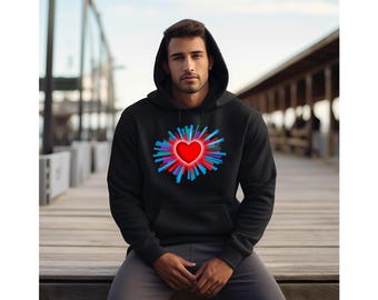 Man’s Radiant Heart Hoodie | Comfy Manifestation, Gratitude, Spiritual, Mindfulness Clothing, Law of Assumption Gift