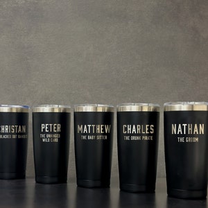 Groomsmen Coffee Tumbler Personalized | Groomsmen Gifts for Wedding Gift Box and Bachelor Party Favors | Laser Engraved Custom Mug For Groom