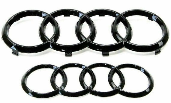 4 Rings Car Front Grill Emblem Badge Gloss Black Chrome For Audi
