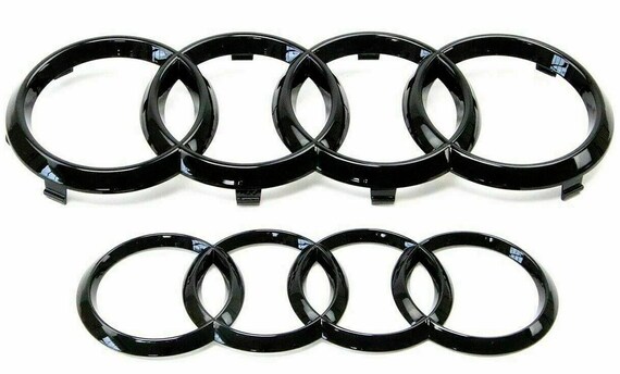 4 Rings Car Front Grill Emblem Badge Gloss Black Chrome For Audi