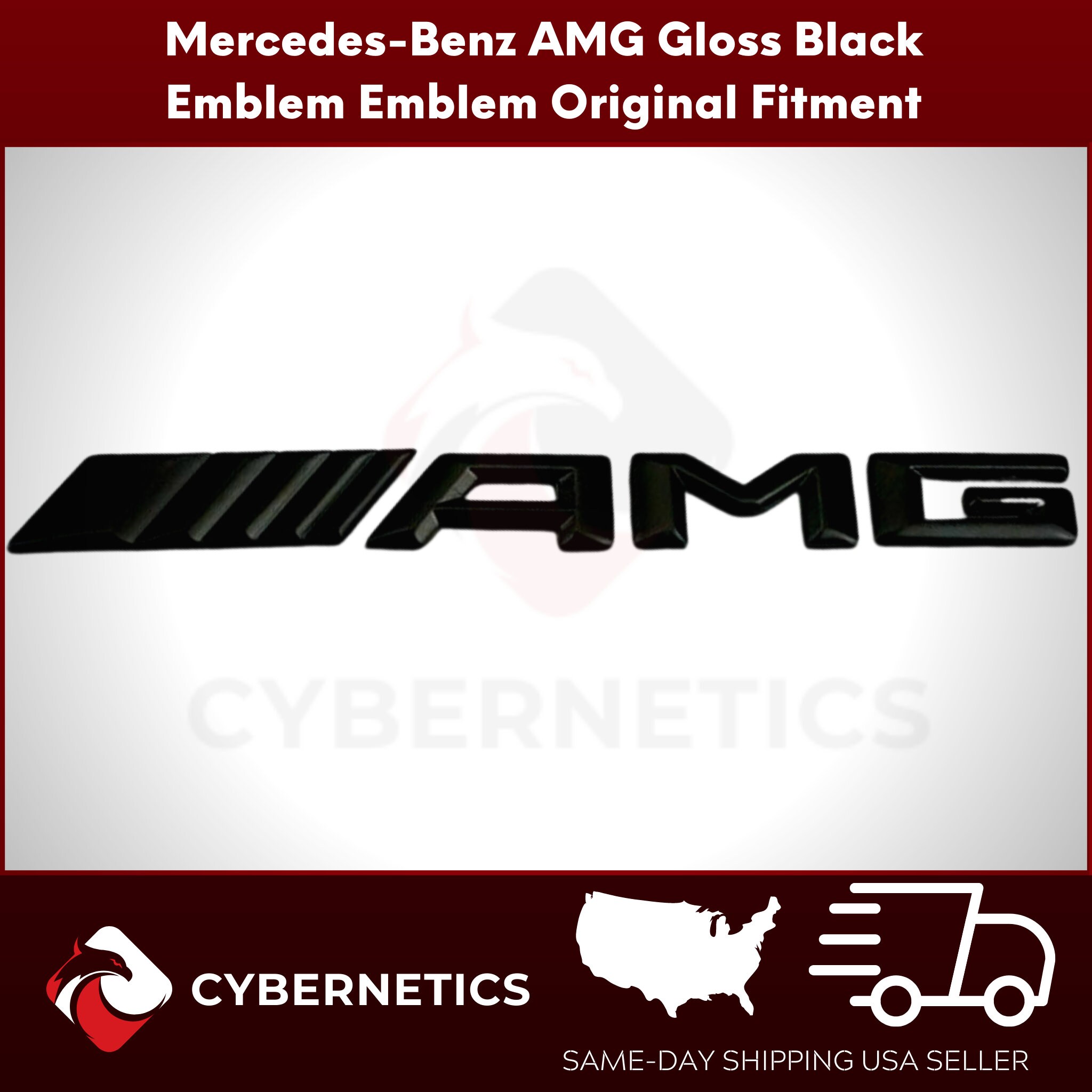 Gloss Black AMG Boot Trunk Emblem Badge Stick On For All Mercedes