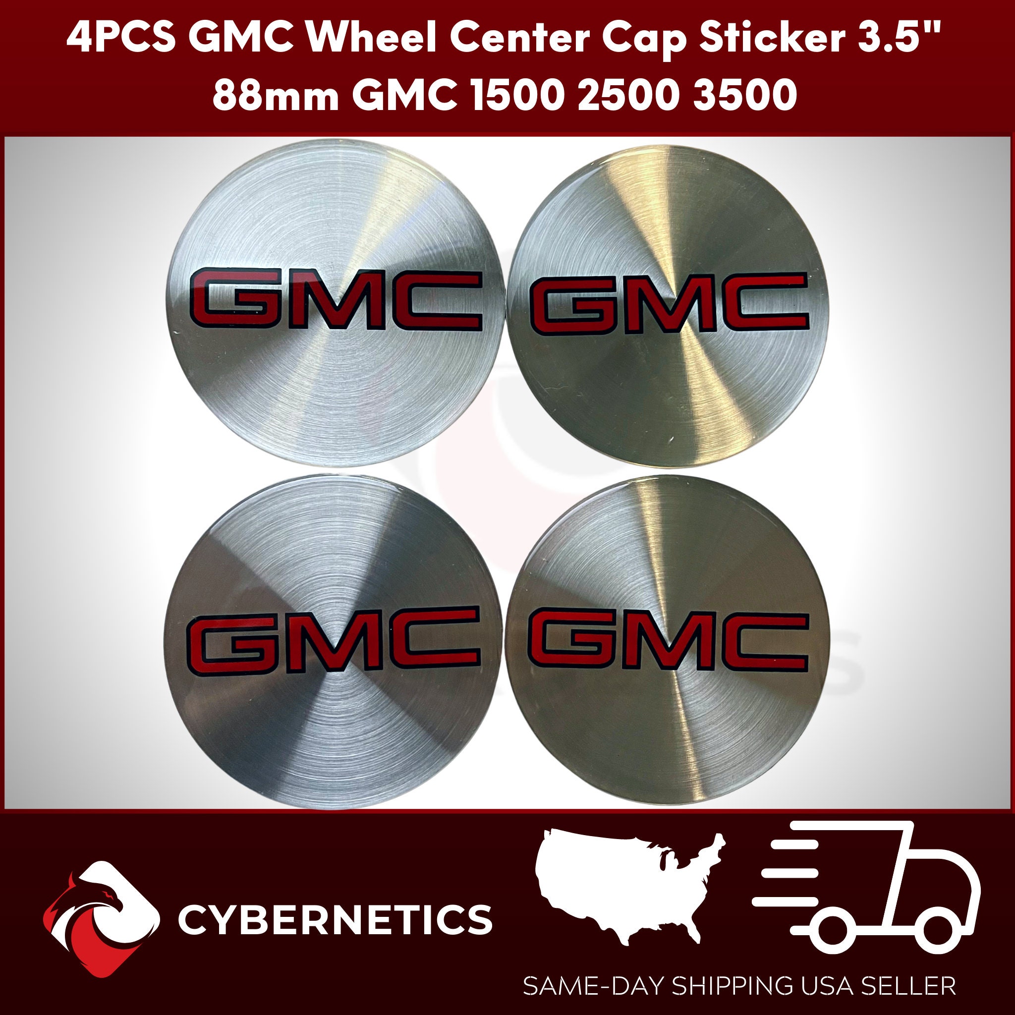 4 Wheel Center Cap Logo Sticker Decal Emblem Silver 3.5 88mm Gmc 1500