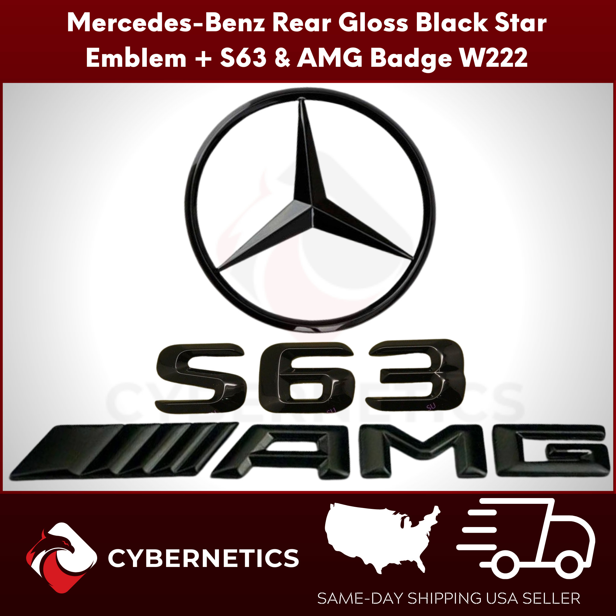 S63 s 63 emblem amg gloss black w222 sedan trunk star badge set mercedes  benz