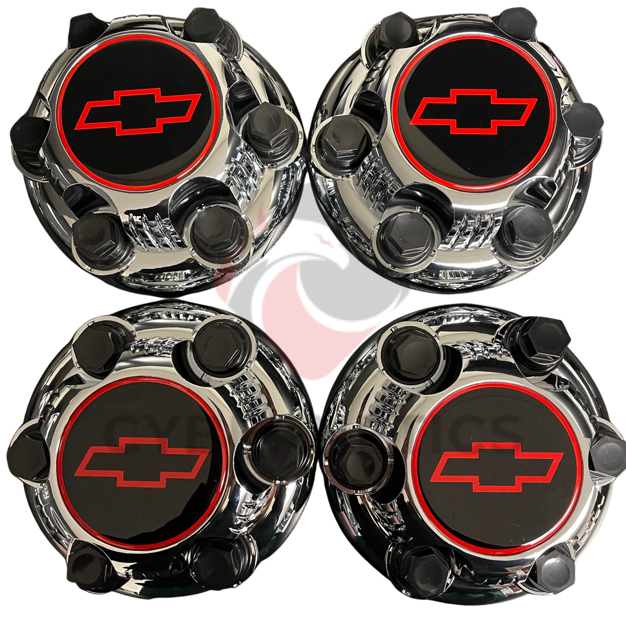NEW Set of 4 Chrome 6 Lugs Chevy Center Wheel