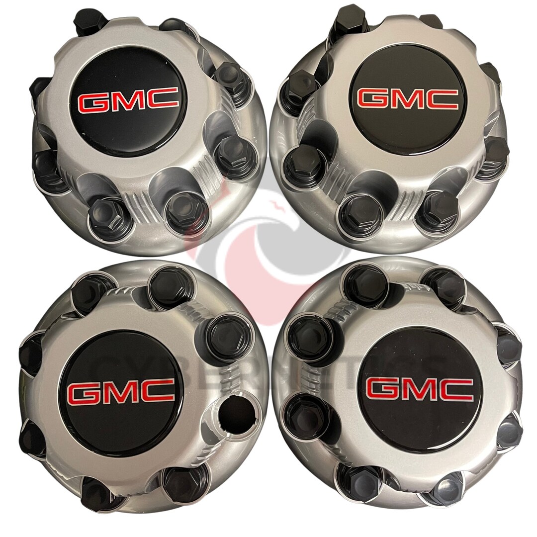 NEW Set of 4 Matte Silver 8 Lug GMC Center Wheel Caps Sierra Yukon