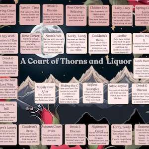 Ein Gericht der Dornen und des Alkohols - ACOTAR Themen Trinkbrettspiel.