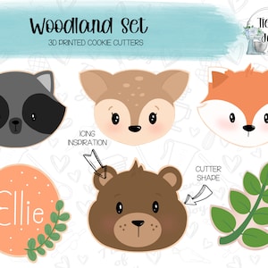 Woodland Creatures Cookie Cutter Set of 6 - Animals - 3D Printed Cookie Cutter