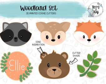 Woodland Creatures Cookie Cutter Set of 6 - Animals - 3D Printed Cookie Cutter
