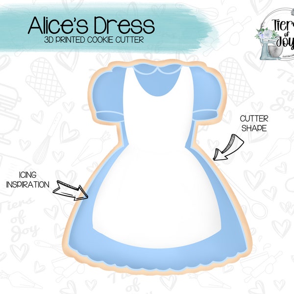 Dress Cookie Cutter - Alice in Wonderland - 3D Printed Cookie Cutter