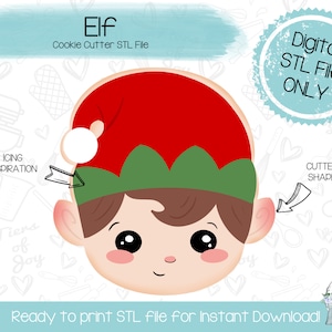 Elf Cookie Cutter STL File - Christmas - Holidays - Instant Download - 3D Printed Cookie Cutter STL File