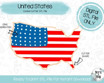 United States Cookie Cutter STL – 3D Printer File (Digital Download)