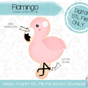 Flamingo Cookie Cutter STL File - Summer - Instant Download - 3D Printed Cookie Cutter STL File