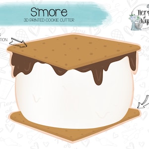 S&#39;more Cookie Cutter - Happy Camper - Summer - 3D Printed Cookie Cutter