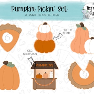 Pumpkin Pickin' Cookie Cutter Set of 6 - Fall - 3D Printed Cookie Cutter