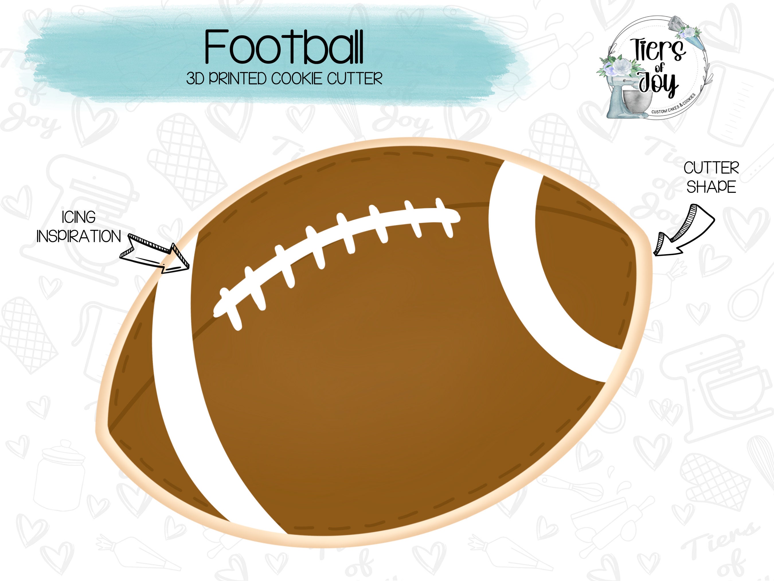 Football Cookie Cutter Sports Football 3D Printed Cookie