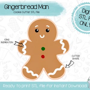 Gingerbread Man Cookie Cutter STL File - Christmas - Holidays - Instant Download - 3D Printed Cookie Cutter STL File