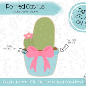 Potted Cactus Cutter STL File - Welcome Home Set - Real Estate - House Warming - Instant Download - 3D Printed Cookie Cutter STL File