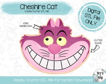 Cheshire Cat Cookie Cutter STL File - Alice in Wonderland - STL File - Instant Download - 3D Printed Cookie Cutter STL File