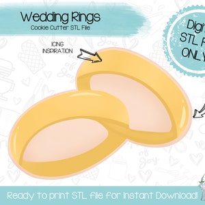 Wedding Rings Cookie Cutter STL File - Wedding - Bridal Shower - Instant Download - 3D Printed Cookie Cutter STL File