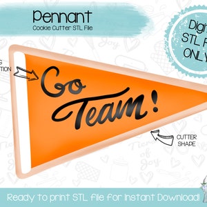 Pennant Cookie Cutter STL File - STL File - Instant Download - 3D Printed Cookie Cutter STL File