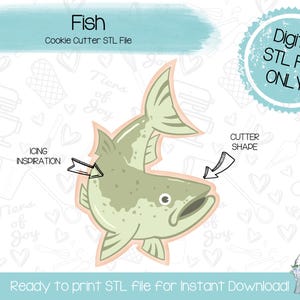 Fish Cookie Cutter STL File - Father's Day - Fishing - Nature - Instant Download - 3D Printed Cookie Cutter STL File