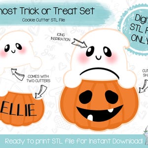 Ghost Trick or Treat Set Cookie Cutter STL Files - Halloween - Holidays - STL File - Instant Download - 3D Printed Cookie Cutter STL File