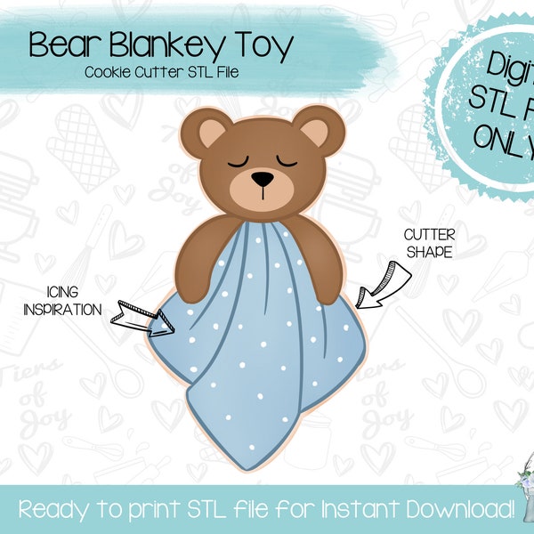 Bear Blanket Toy Cookie Cutter STL File - Baby - STL File - Instant Download - 3D Printed Cookie Cutter STL File
