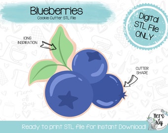 Blueberry Bunch Cookie Cutter STL – 3D Printer File (Digital Download)