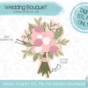 Wedding Bouquet Cookie Cutter STL File - Wedding - Bridal Shower - Floral - Instant Download - 3D Printed Cookie Cutter STL File
