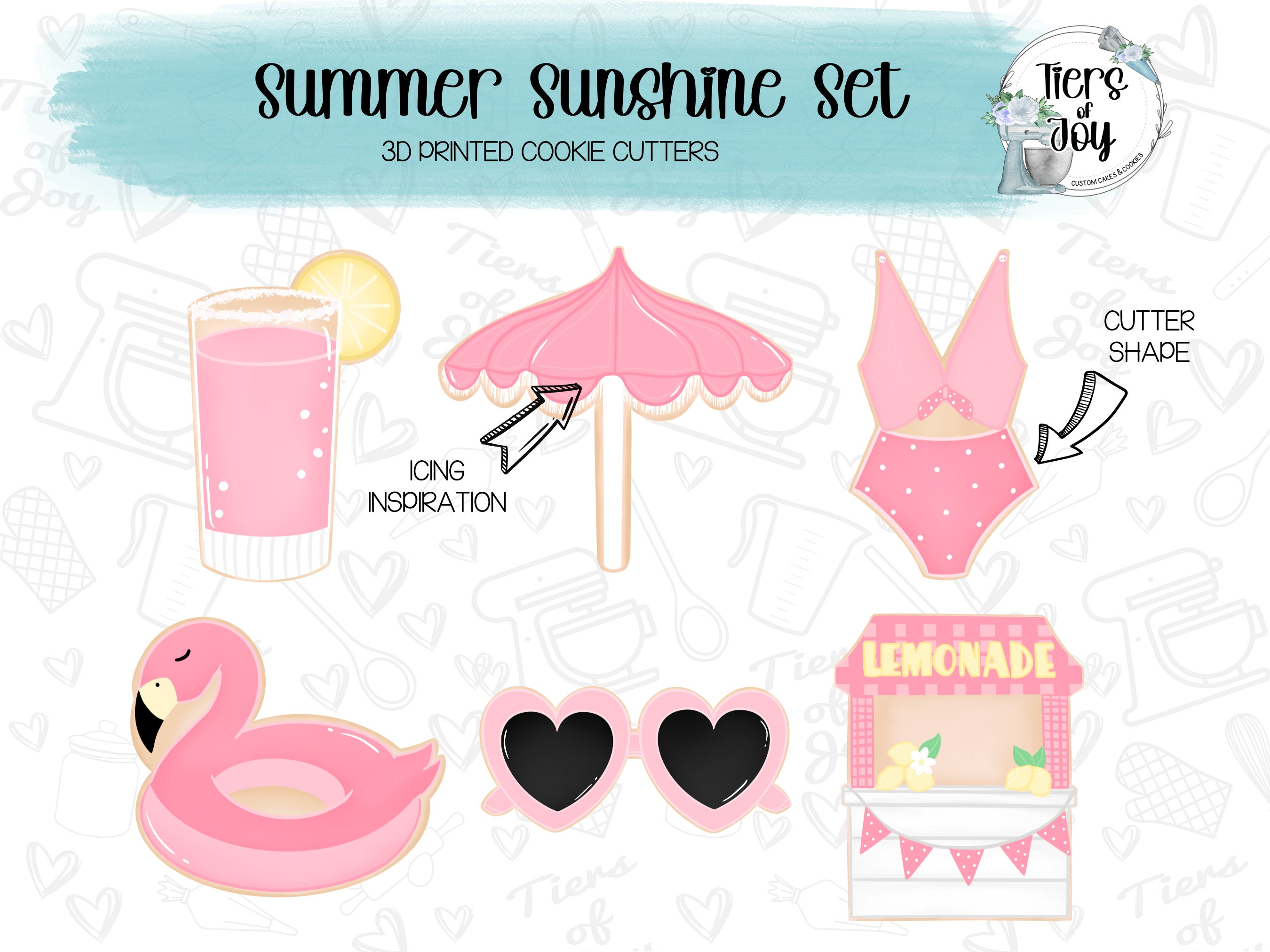 Summer Sunshine Cookie Cutters Set of 6 - Summer - 3D Printed Cookie Cutter