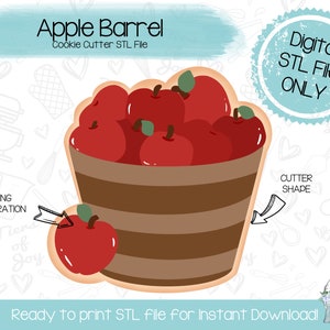 Apple Barrel Cookie Cutter STL File - Fall - Holidays - STL File - Instant Download - 3D Printed Cookie Cutter STL File