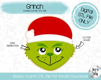 Cute Grinch Cookie Cutter STL – 3D Printer File (Digital Download)