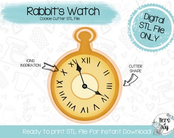 Rabbit's Pocket Watch Cookie Cutter STL – 3D Printer File (Digital Download)