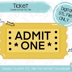 Ticket-Ausstecher STL Datei - Karneval / Messe - Film - Instant Download - 3D Gedruckte Cookie Cutter STL-Datei