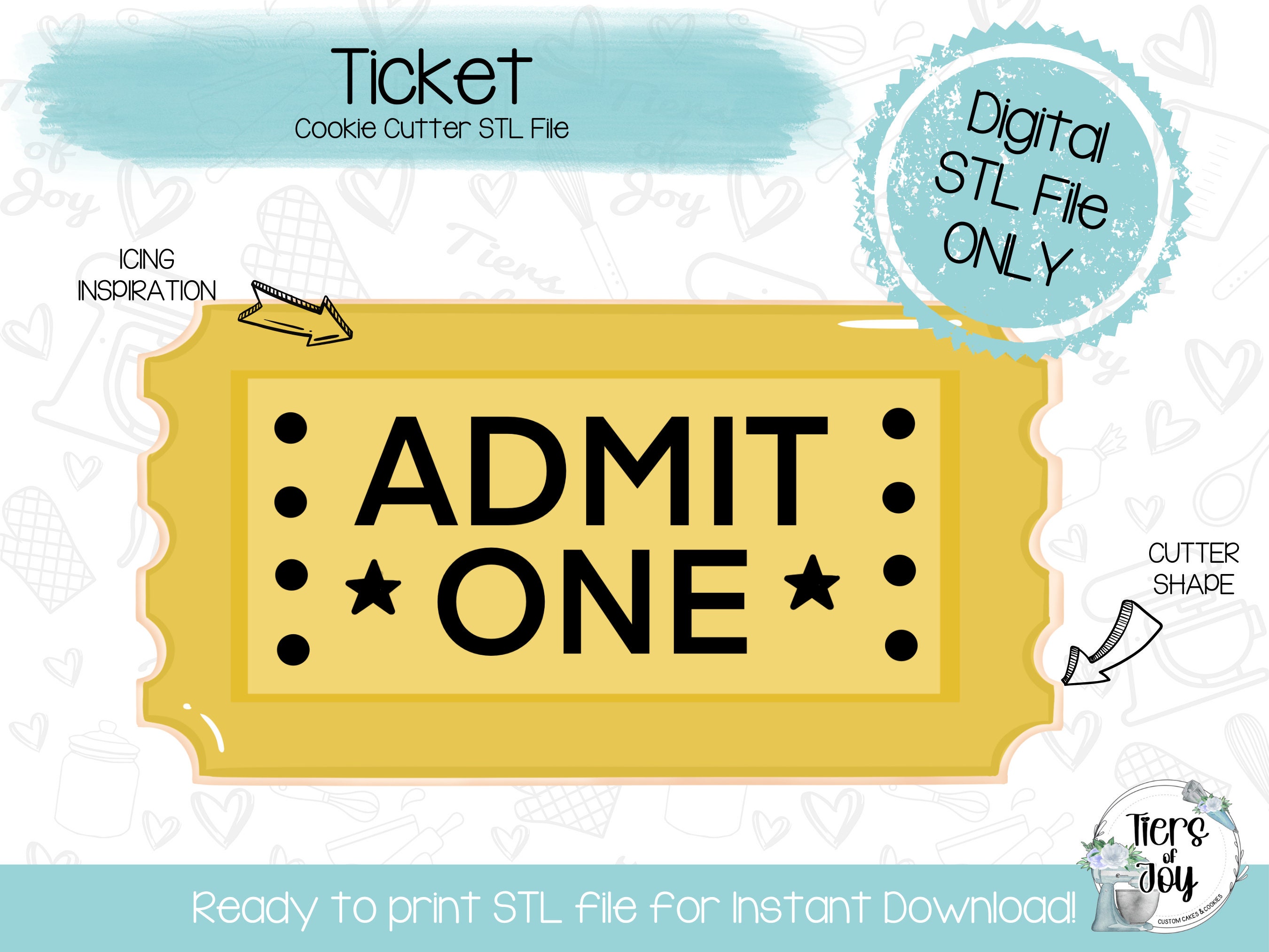 Ticket Cookie Cutter STL – 3D Printer File (digital Download) - Etsy
