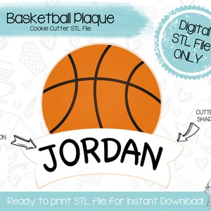 Basketball Plaque Cookie Cutter STL File - Sports - Basketball- Instant Download - 3D Printed Cookie Cutter STL File