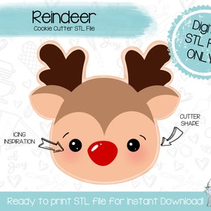 Reindeer Cookie Cutter STL File - Christmas - Holidays - STL File - Instant Download - 3D Printed Cookie Cutter STL File