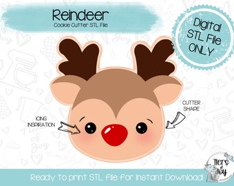 Reindeer Cookie Cutter STL File - Christmas - Holidays - STL File - Instant Download - 3D Printed Cookie Cutter STL File