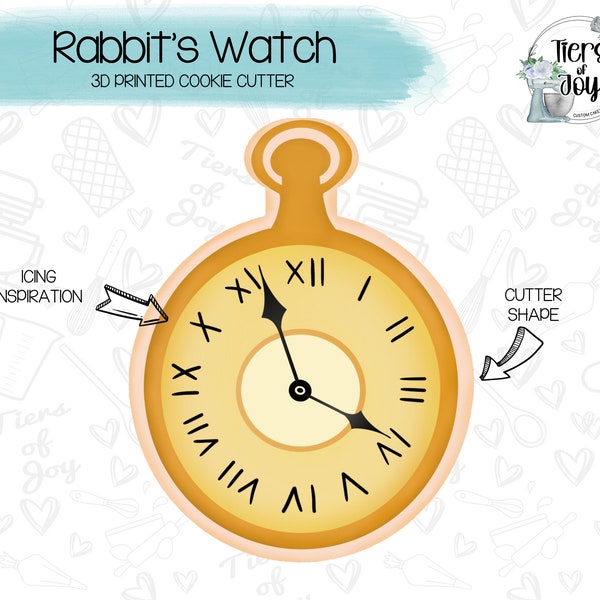 Rabbit's Pocket Watch Cookie Cutter - Alice in Wonderland - 3D Printed Cookie Cutter