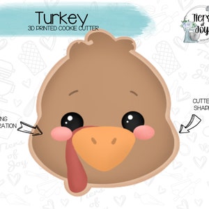 Turkey Cookie Cutter - Fall and Thanksgiving - 3D Printed Cookie Cutter