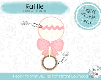 Rattle Cookie Cutter STL File - Instant Download - 3D Printed Cookie Cutter STL File
