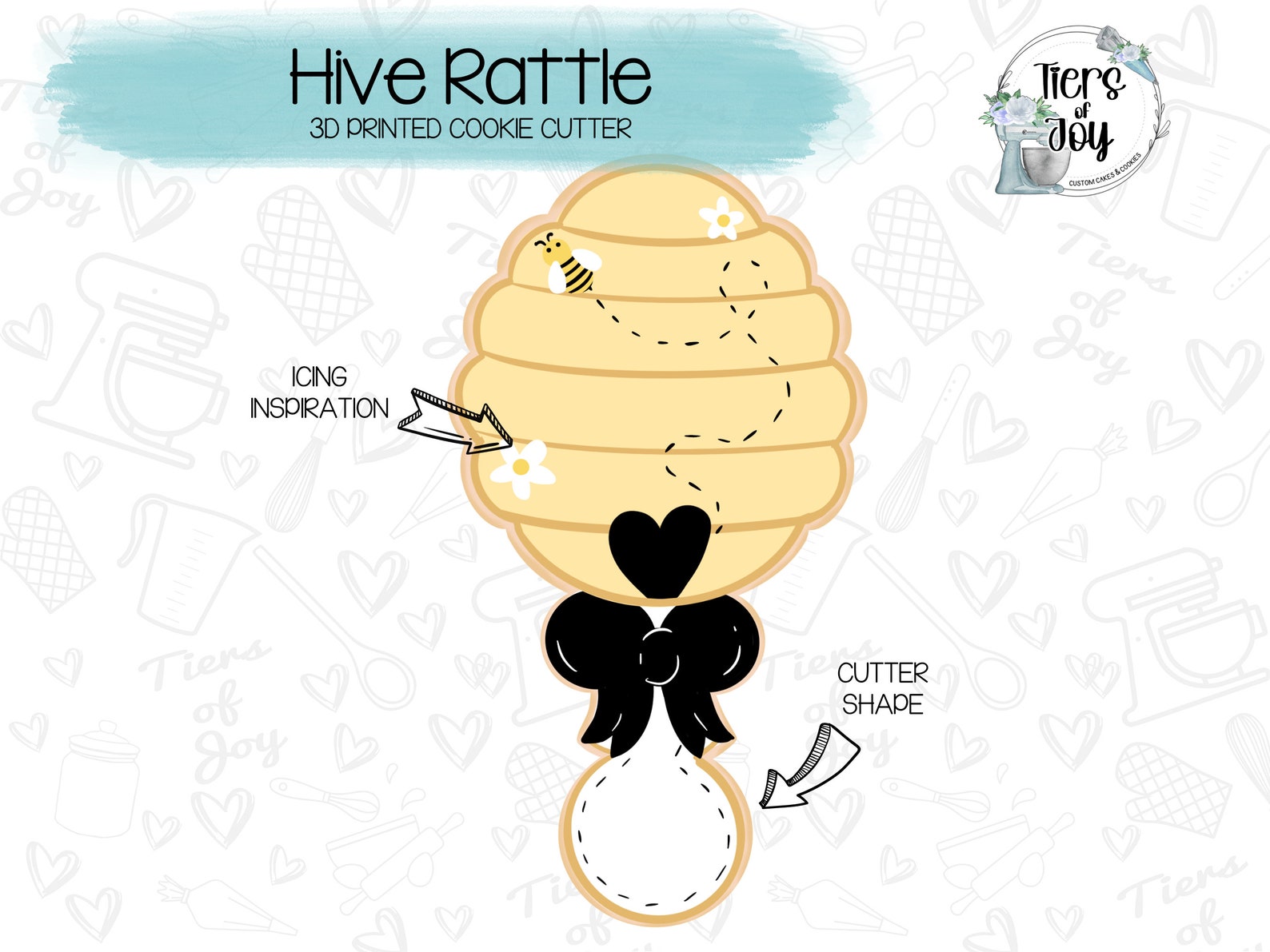 Beehive Rattle Beehive Rattle Cookie Cutter - Baby Shower - 3D Printed Cookie Cutter ...