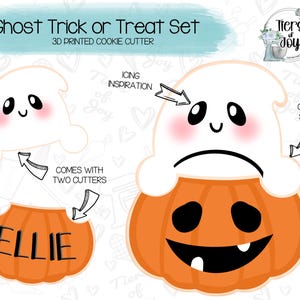 Ghost Trick or Treat Cookie Cutter Set of 2 - Halloween - Holidays - 3D Printed Cookie Cutter