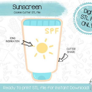 Sunscreen / Lotion Cookie Cutter STL File - Summer - Beach Vibes - Instant Download - 3D Printed Cookie Cutter STL File