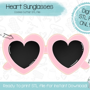 Herz Sonnenbrille Cookie Cutter STL Datei - Instant Download - 3D gedruckte Cookie Cutter STL-Datei