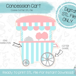 売店カート クッキー カッター STL ファイル - カーニバル / フェア - 即時ダウンロード - 3D プリント クッキー カッター STL ファイル