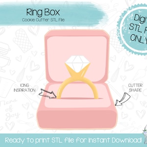 Ring Box Cookie Cutter STL File - Wedding - Bridal Shower - Instant Download - 3D Printed Cookie Cutter STL File