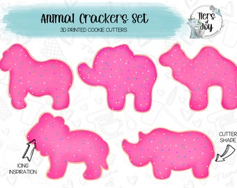 Circus Animal Cracker Cookie Cutters Set of 5 - Food - 3D Printed Cookie Cutter