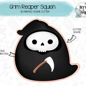 Grim Reaper Squish Cookie Cutter - Squishmallow - 3D Printed Cookie Cutter